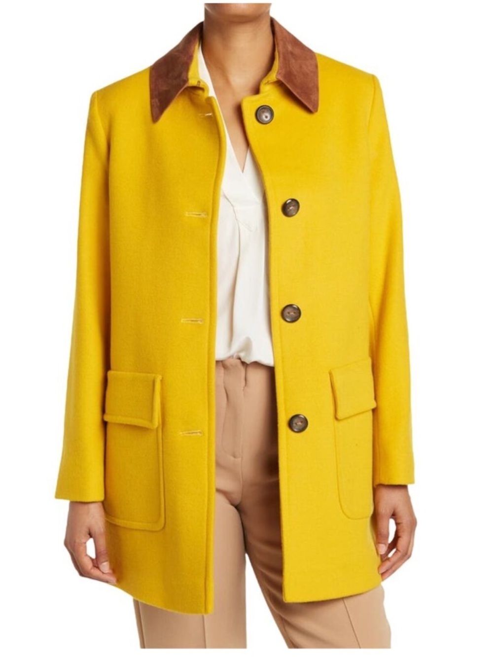 FLEURETTE Wool Barn Yellow Coat Jacket